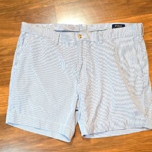 Ralph Lauren Navy and White Striped Shorts 6"